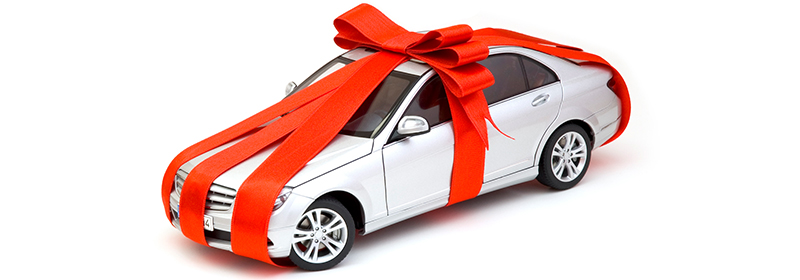 car wrapped in ribbon